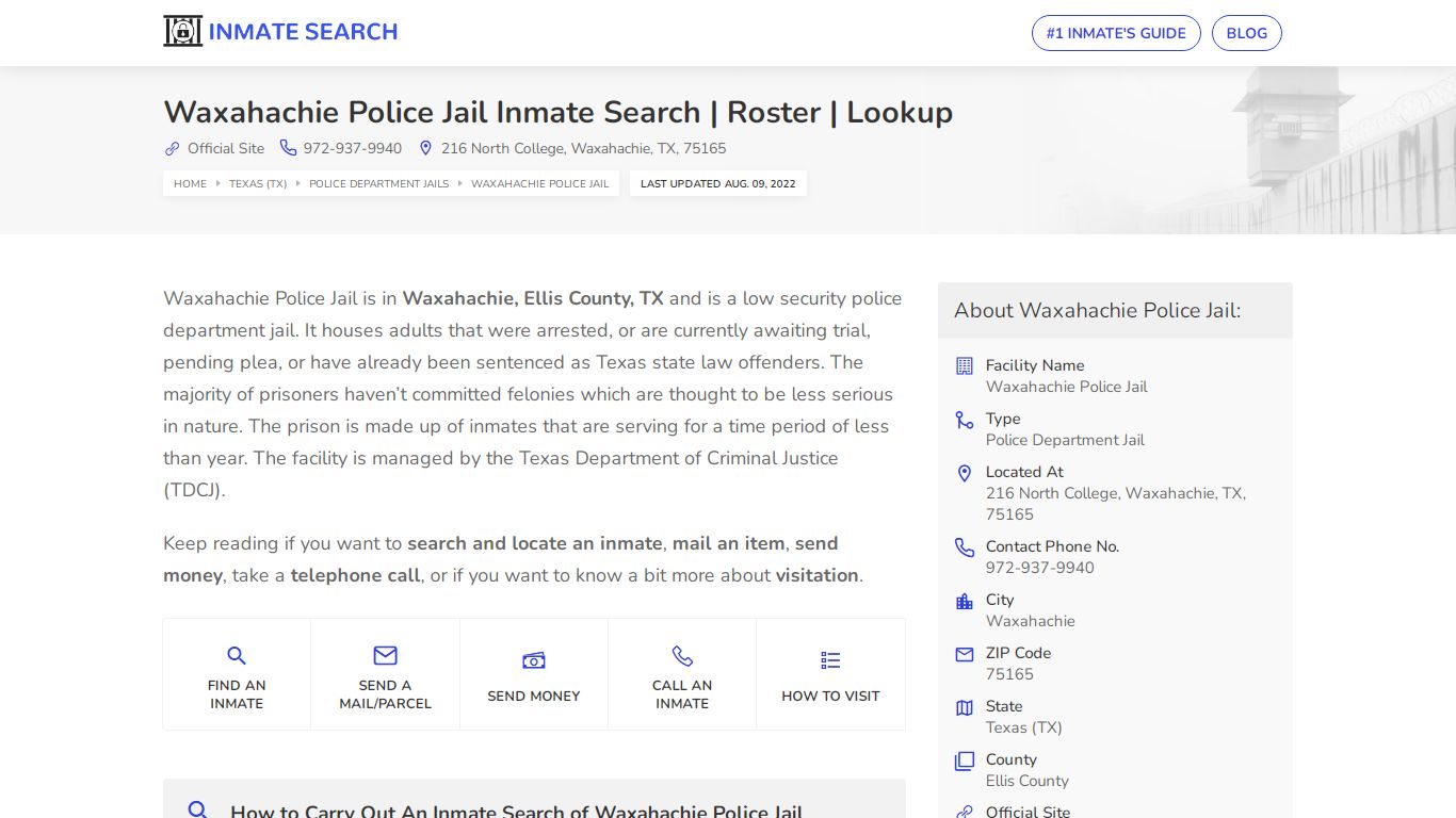 Waxahachie Police Jail Inmate Search | Roster | Lookup