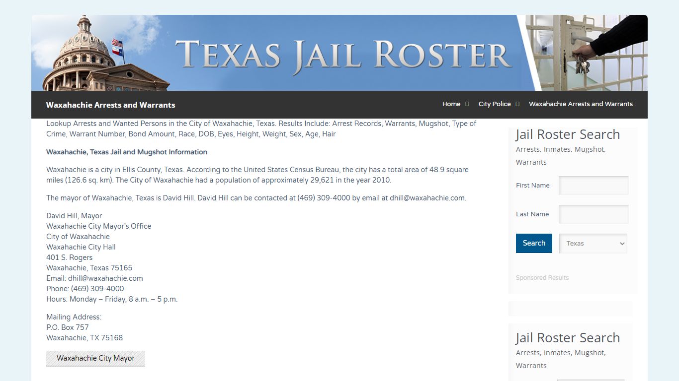 Waxahachie Arrests and Warrants | Jail Roster Search